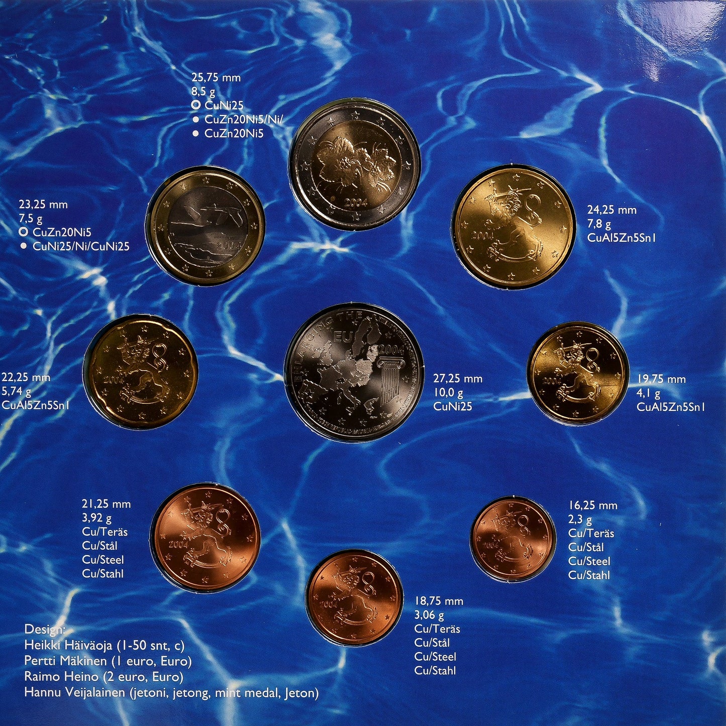 Fínsko,
Setze 1 ct. - 2 eurá + Jeton,
2004