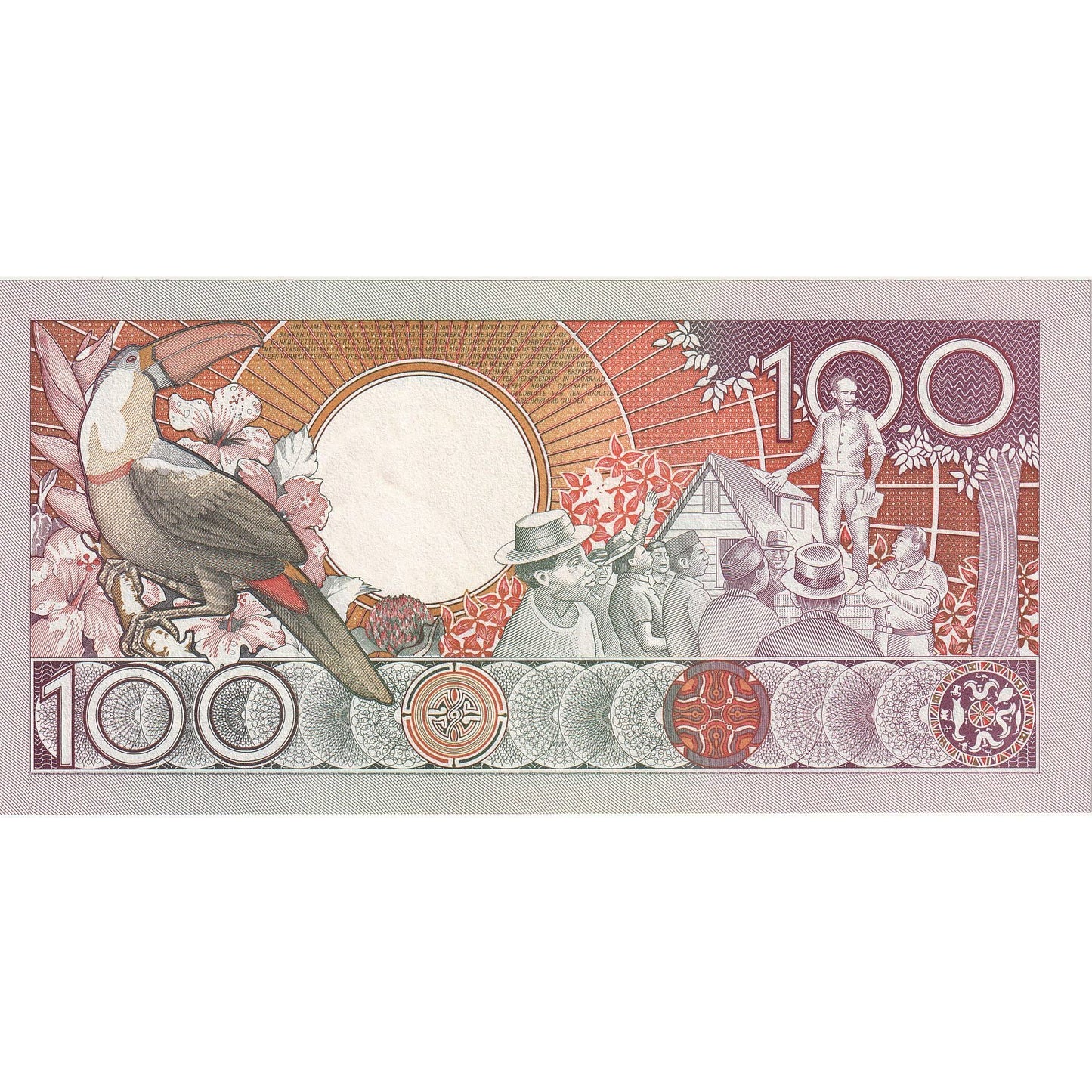 bankovka,
 
 Surinam,
 
 100 forintov