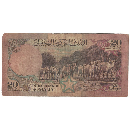 bankovka,
 
 somálsko,
 
 20 šilingov = 20 šilingov