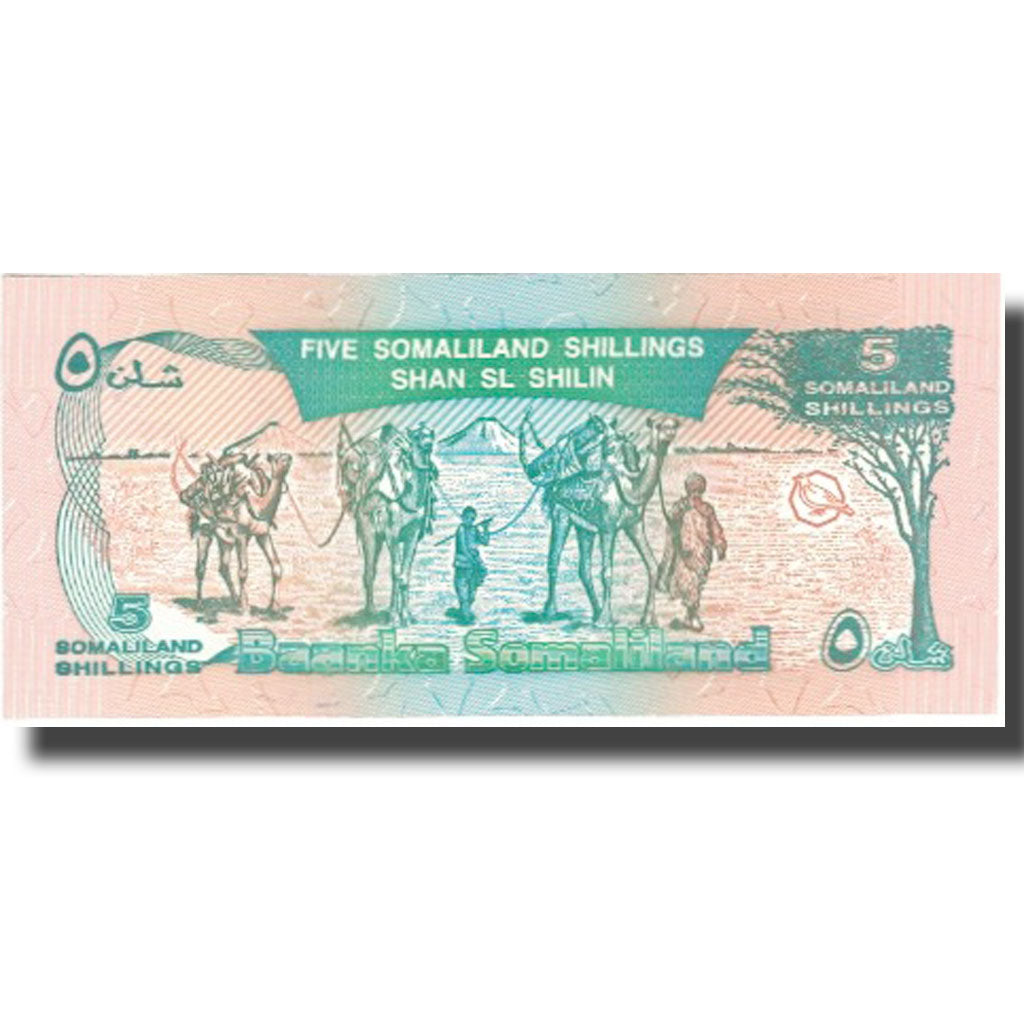 bankovka,
 
 Somaliland,
 
 5 šilingov = 5 šilingov